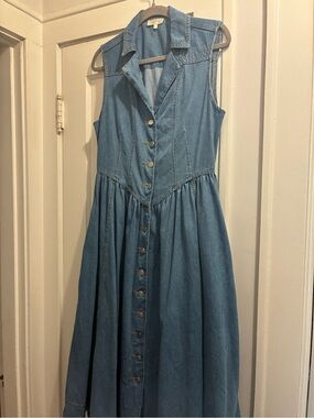 cuffs/Meera Buttoned Basque Waist Sleeveless Denim Dress Sz M